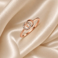 Mashha 925 Silver Rose Gold Interlock Sparkle Ring Mashha