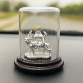Silver Durga Idol in Glass Dome