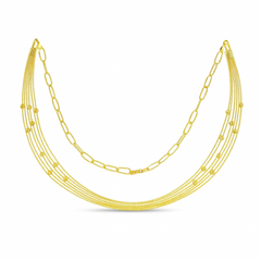 Gold chain necklace on a white background