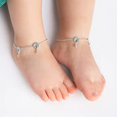 Peacock Charm Silver Anklet Set for Babies Mashha