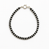 Black Bead Silver Spacer Bracelet