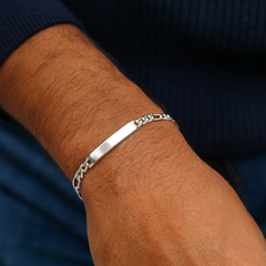 Sterling Silver Figaro ID Bracelet