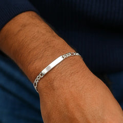 Sterling Silver Figaro ID Bracelet Mashha