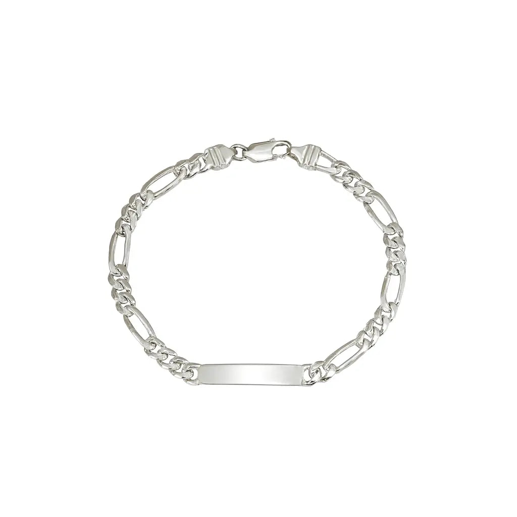 Sterling Silver Figaro ID Bracelet Mashha