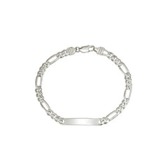 Sterling Silver Figaro ID Bracelet Mashha