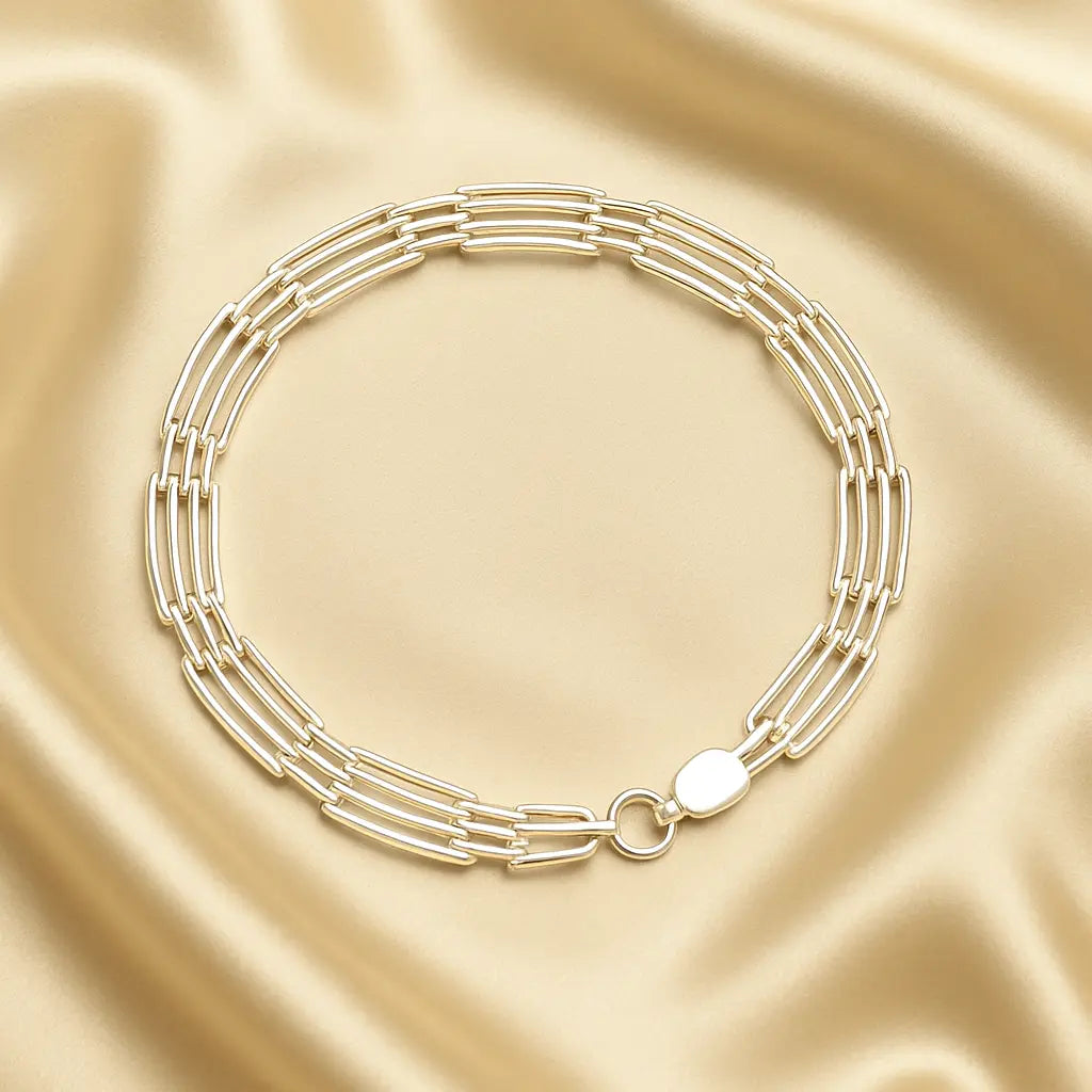 Triple-Link Silver Chain Bracelet Mashha