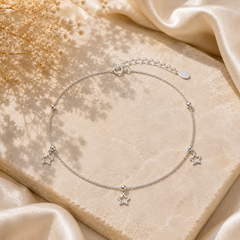 Mashha 925 Silver Rhodium Plated Celeste Star Anklet Mashha