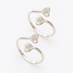 Mashha 925 Silver Heart Sparkle Toe Rings (Pair)