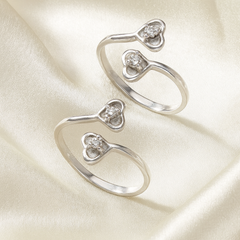 Mashha 925 Silver Heart Sparkle Toe Rings (Pair)