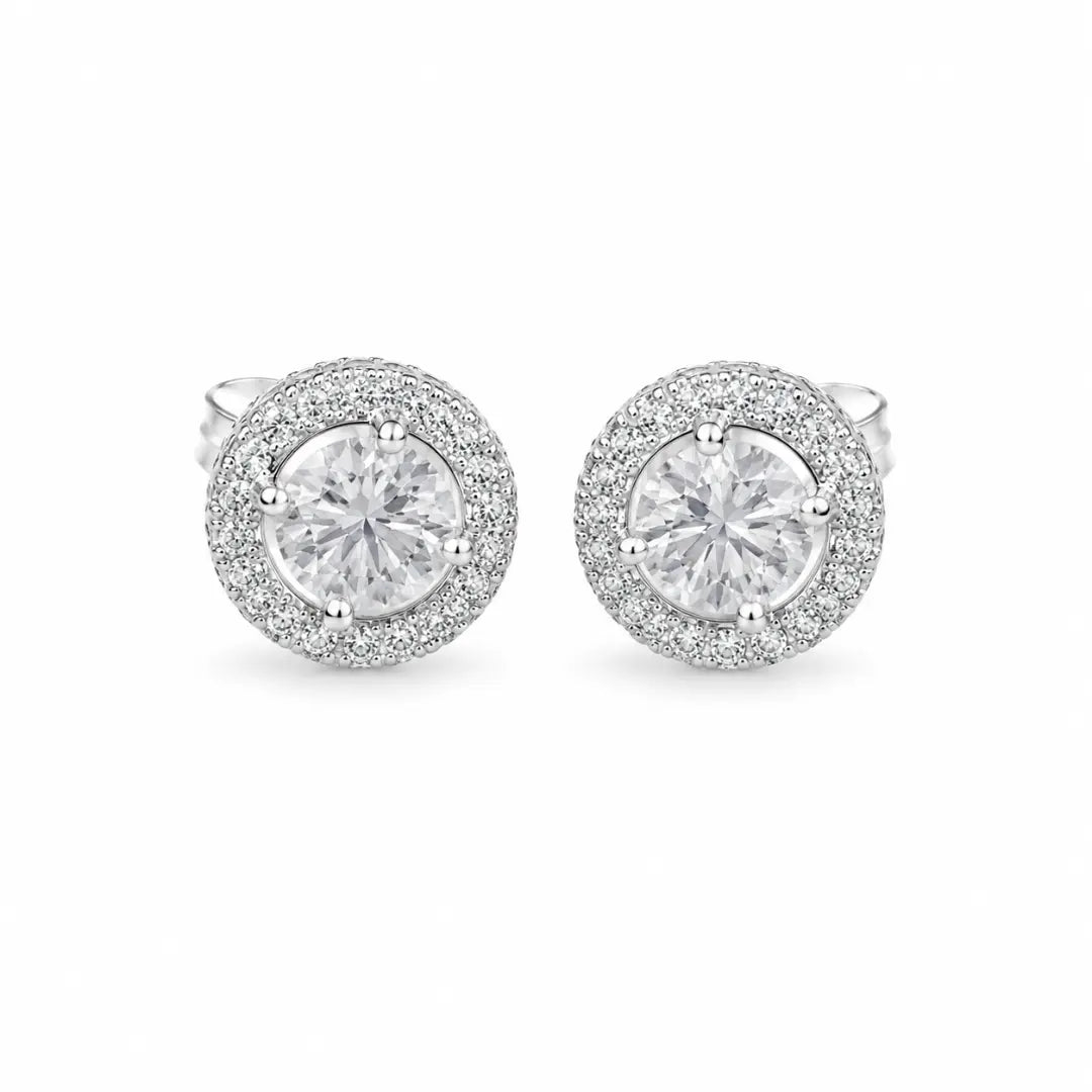 Mashha 925 Silver Rhodium Plated Seraphine Halo Stud Earrings Mashha