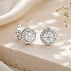 Mashha 925 Silver Rhodium Plated Seraphine Halo Stud Earrings Mashha
