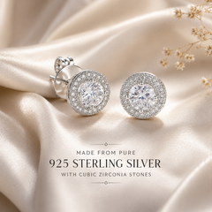 Mashha 925 Silver Rhodium Plated Seraphine Halo Stud Earrings Mashha