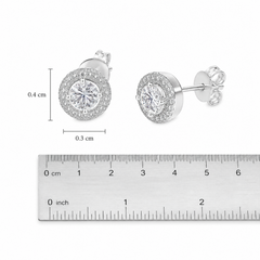 Mashha 925 Silver Rhodium Plated Seraphine Halo Stud Earrings Mashha