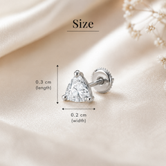 Men 925 Sterling Silver Rhodium-Plated Cubic Zirconia Studded Triangular Studs Mashha