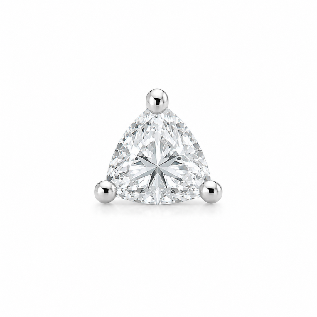 Men 925 Sterling Silver Rhodium-Plated Cubic Zirconia Studded Triangular Studs Mashha