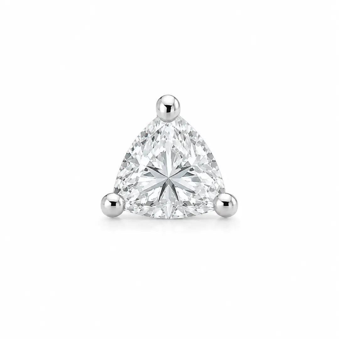 Men 925 Sterling Silver Rhodium-Plated Cubic Zirconia Studded Triangular Studs Mashha