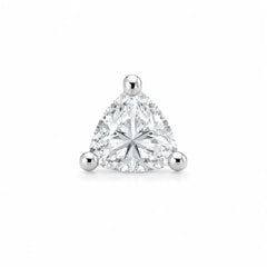 Men 925 Sterling Silver Rhodium-Plated Cubic Zirconia Studded Triangular Studs Mashha
