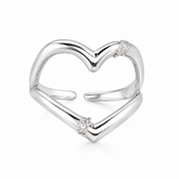 Mashha 925 Sterling Silver Open Heart Ring (Adjustable)