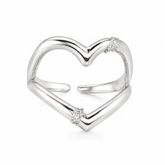 Mashha 925 Sterling Silver Open Heart Ring (Adjustable) Mashha
