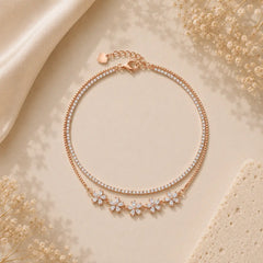 Mashha 925 Silver Sakura Sparkle Anklet Mashha