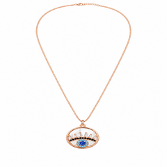 Mashha 925 Silver Nazar Crown Pendant Necklace