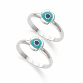 Mashha 925 Silver Aqua Aura Evil Eye Toe Rings