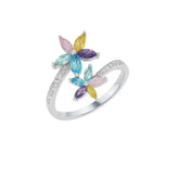 Mashha 925 Silver Aurora Blossom Ring (Size-14) Mashha