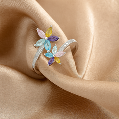 Mashha 925 Silver Aurora Blossom Ring (Size-14)