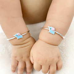 Mashha 925 Silver Blue Elephant Baby Bangles