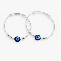 Mashha 925 Silver Evil Eye Baby Bangle (Pair)