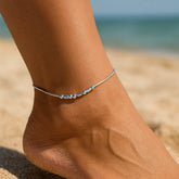 Mashha 925 Silver Dual Layer Beaded Anklet (Pair) Mashha