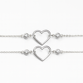 MASHHA 925 Silver Heart Charm Anklet (Pair)