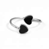 Black Heart 925 Silver Adjustable Ring