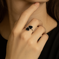 Black Heart 925 Silver Adjustable Ring