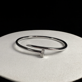 Elegant Nail-Inspired 925 Silver Bangle