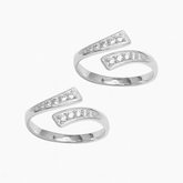 925 Silver Adjustable Toe Rings with CZ Detailing
