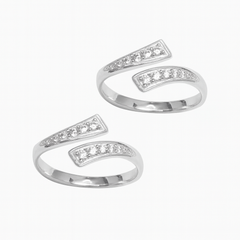 925 Silver Adjustable Toe Rings with CZ Detailing