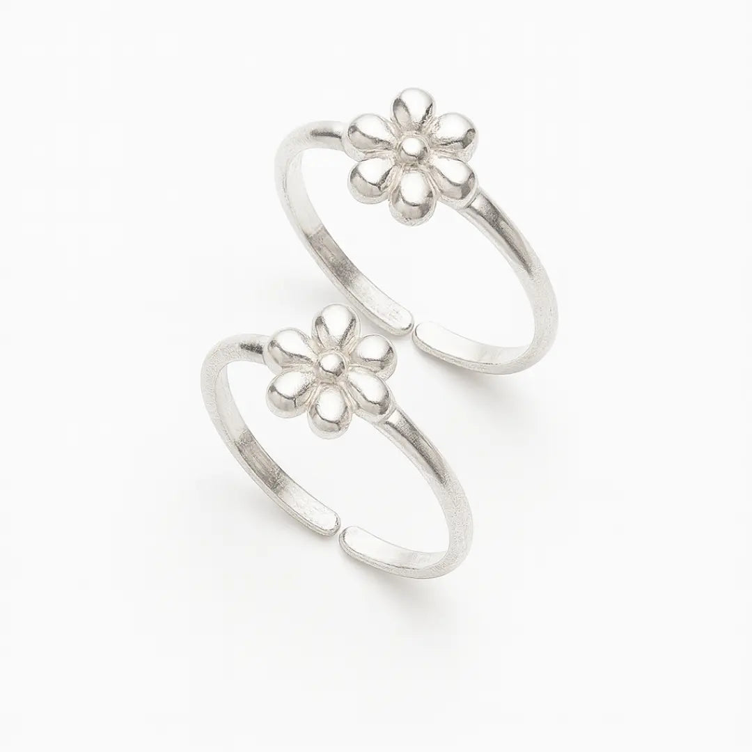 Mashha 925 Sterling Silver Floral Toe Rings Mashha