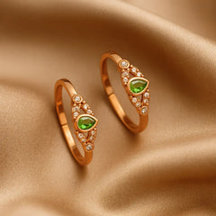 Mashha 925 Silver Rose Gold-Plated Green Stone Toe Rings Mashha