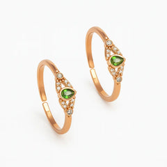 Mashha 925 Silver Rose Gold-Plated Green Stone Toe Rings Mashha