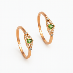 925 Rose Gold-Plated Green Stone Toe Rings