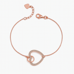 Rose Gold Heart Charm Bracelet