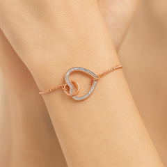 Rose Gold Heart Charm Bracelet