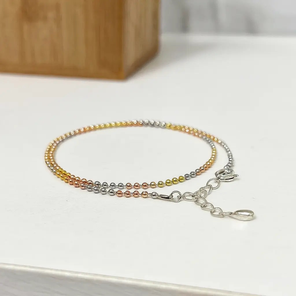 Mashha 925 Silver Tricolor Ball Payal (Pair) Mashha