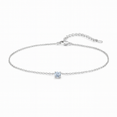 Elegant Solitaire Silver Anklet