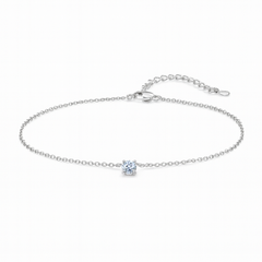 Elegant Solitaire Silver Anklet