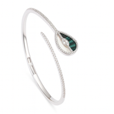 Mashha 925 Silver Emerald Teardrop Radiance Bangle