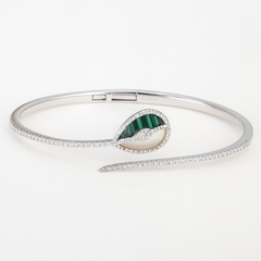 Mashha 925 Silver Emerald Teardrop Radiance Bangle