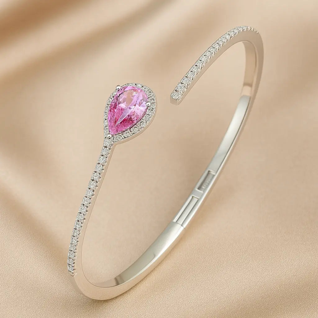 Mashha 925 Silver Rosé Droplet Bangle Mashha