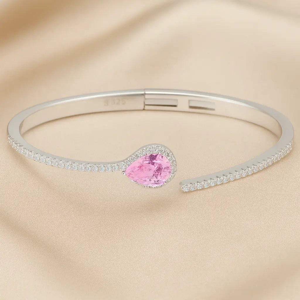 Mashha 925 Silver Rosé Droplet Bangle Mashha